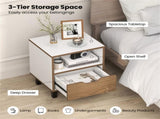 2-Pack Color Blocking Nightstands - 3-Tier Storage , Unique Wood Grain 08509714