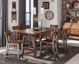 ZNTS Rustic Brown and Gunmetal Finish Wooden Counter Height Chairs 2pc Set Industrial Design Dining B01163350