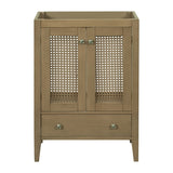 24" Bathroom Vanity without Sink, Base Only, Rattan Cabinet with Doors and Drawer, Solid Frame and WF297609AAD