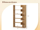 Natural 6-Tier Bookshelf Wooden Bookcase 40895702