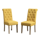 ZNTS Habit Solid Wood Tufted Parsons Dining Chair, Set of 2, Yellow T2574P164546