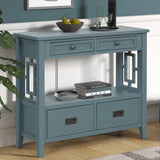 36'' Farmhouse Pine Wood Console Table Entry Sofa Table with 4 Drawers & 1 Storage Shelf for W120246660