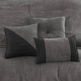 7 Piece Micro Corduroy Comforter Set Grey King B035P266662