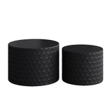 Stylish and Minimalist Nesting Coffee Table Set with Honeycomb Design, Modern Round Coffee Table, W757P206009