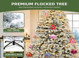 6 ft Pre-lit Snow Flocked Artificial Christmas Tree with 880 Branch Tips, Green 93187612