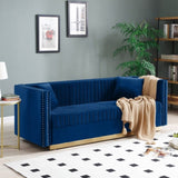 Contemporary Vertical Channel Tufted Velvet Sofa Modern Upholstered Couch for Living Room Apartment W1117P147505