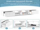 ON-TREND TV Stand with Fluted tempered Glass Doors for TVs Up to 95'', Functional Media Console with WF531672AAK