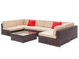 7pcs Brown Rattan Sofa Set 61947468