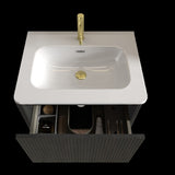 U056-Etna24W-308 Etna 24" Striped Brushed Black Oak Floating Bathroom Vanity with White Ceramic W1865P218038