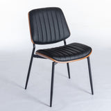 A&A Furniture, Dining Chairs Set of 2 Mid Century Modern Retro Faux Leather Chair with Walnut W1143P151496