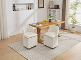 058-Set of 2 Chenille Fabric Dining Chairs With Universal Wheels,Beige W527P242552