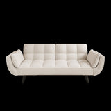 57 inch beige sofa soft two armrests throw pillow pillow comfortable fit apartment bedroom small W1658135109