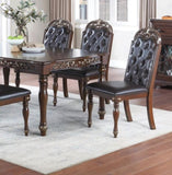 ZNTS Majestic Formal Set of 2 Side Chairs Brown Finish Rubberwood Dining Room Furniture Intricate Design B011138659