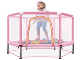 55'' Toddlers Trampoline with Safety Enclosure Net and Balls, Indoor Outdoor Mini Trampoline for 33415175
