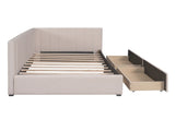 Upholstered Daybed with 2 Storage Drawers Twin Size Sofa Bed Frame No Box Spring Needed, Linen WF299017AAA