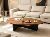 Oval Modern Coffee Table, Engineered Wood Low Accent Table with TShaped Arched Base, Capacity 11423593
