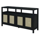 TREXM Bohemian Style Rattan Buffet Storage Cabinet with Solid Wood Frame, Sideboard with 3-position N715P290093B