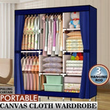 ZNTS 71" Portable Closet Wardrobe Clothes Rack Storage Organizer with Shelf Blue 23488326