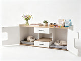 Large Litter Box Enclosure Furniture with Storage Drawers & Built-In Scratching Board, Hidden 92037277