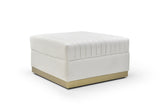 Contemporary Vertical Channel Tufted Velvet Big Size Ottoman Modern Upholstered Foot Rest for Living W1117P147305