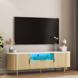 Lving Room Floor-standing TV Cabinet with 16 Color LEDs, Entertainment Center with Storage Doors, TV W1321P308258