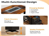 3-Drawer 4-Shelf P2 Particleboard Iron Pipe Computer Desk with Power Strip 42554438