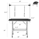 ZNTS 36" Professional Dog Pet Grooming Table Adjustable Heavy Duty Portable w/Arm & Noose & Mesh Tray W20608920