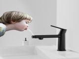Matte Black Single Handle Bathroom Faucet for 1 or 3 Holes ,Fountain and Flow Mode Deck Mount 92557406