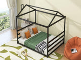 Metal House Shape Platform Bed, Black, Queen MF314071AAB