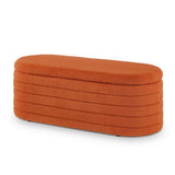 Modern Oval Storage Ottoman Bench, Upholstered Boucle Teddy Fabric of Bed Bench with Storage, W2186P193119