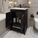 Shell Bathroom Vanity with 2 Doors and Open Storage, Wengue B128P314798