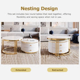 Modern 2 Pieces White Round Nesting Coffee Table with Drawers in 27.6'' WF325924AAK