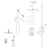 Dual Shower Head - 10 Inch Ceiling Mount Square Shower System with Rough-in Valve, Chrome W124357655