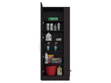 Fairfield Utility Storage Cabinet with 6-Tier Shelf and Broom Hangers, Black Wengue B097P474303