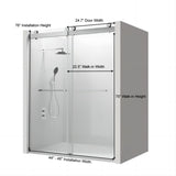 ZNTS 44 to 48 in. W x 76 in. H Double Sliding Frameless Soft-Close Shower Door, Premium 3/8 Inch W1573126517