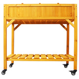 Elevated 8 Pocket Herb Garden Bed, Mobile Raised Customizable Wood Planter for Herbs, Vegetables, W465P189512