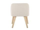 Contemporary Dining Chair in Natural Wood and Cream Fabric - Set of 2 B202P223680