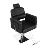 ZNTS PVC Leather Cover Galvanized Square Plate With Footrest Reclining Barber Chair 300lbs Black HZ8897B 70318584