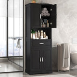 ZNTS Tall Bathroom Cabinet with Four Doors, Large Storage Space Open Shelve, Upper Storage Cabinet, Black 41680968