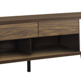 Dark Walnut and Glossy White 2-door TV Console B062P145536
