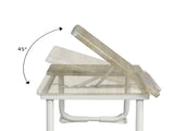 Folding Table with Adjustable Tilt Top and Foldable Legs, Natural Oak/White 09852641