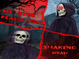 6ft Halloweenations Outdoor Life Size Animatronics Grim Reaper with Chain, Sound-Actived Party 38266016