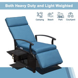 Adjustable Patio Recliner Chair Metal Outdoor Lounge Chair with Flip Table Push Back, Adjustable W1859P196390