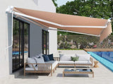 12*10FT sand color retractable awning aluminum alloy bracket polyester cloth retractable 79398777