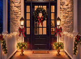 2 Pack Pre-Lit Christmas Lamp Post Decor, Lighted Xmas Urn with Plaid Bow, Pine Cones & Red Berries, N710P523030Z