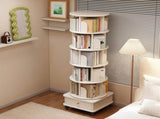 6 Tier Rotating Bookshelf, 360&deg Display Round Spinning Bookshelf with Wheels and Drawer, 85969050