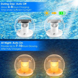 ZNTS 2Pcs Solar Floating Pool Lights Solar Flame Stake Lights IP67 Waterproof Outdoor Globe Ball Lights 49920595