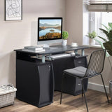 115* 55*74cm 15mm MDF Portable 1pc Door with 3pcs Drawers Computer Desk Black 47232081