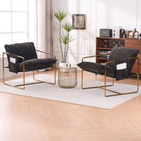 2 Chairs in 1 Box, Upholstered Hanging Armchair with Arm PocketsMetal frame, gold-plated W1901P147317