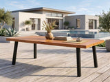 6-Person Indoor Outdoor Poplar Dining Table, Picnic Table with Powder-Coated Steel Legs, Teak 44017215
